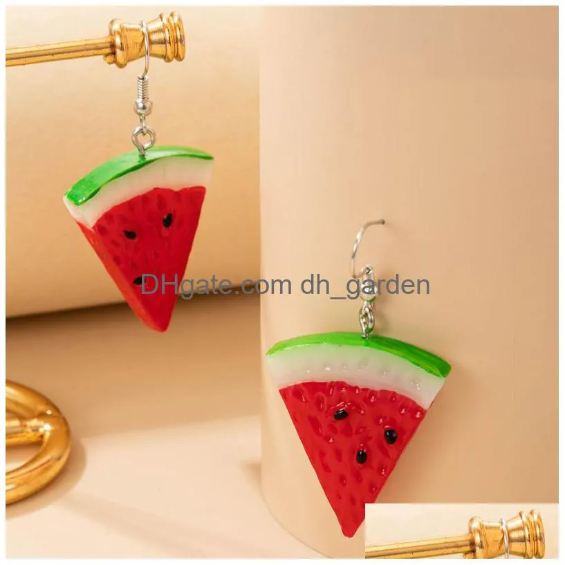Dangle & Chandelier Dangle Chandelier Fahsion Watermelon Resin Drop Dangel Earrings For Women Cute Fruit Metal Statement Par Dhgarden Dht0U