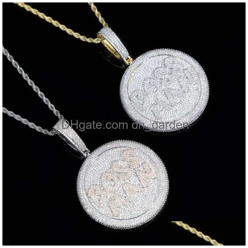 Pendant Necklaces Round Pendant With Letter Boss Man Iced Out Bling 5A Cubic Zirconia Paved Hip Hop Jewelry For Men Women Dr Dhgarden Dhd3W