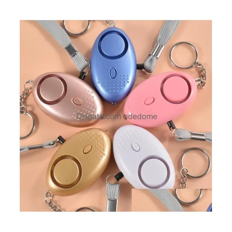 130Db Egg Shape Emergency Keychain Self Defense Security Alarm For Girl Women Elderly Protect Alert Safety Scream Loud With Led Drop D Dhzky