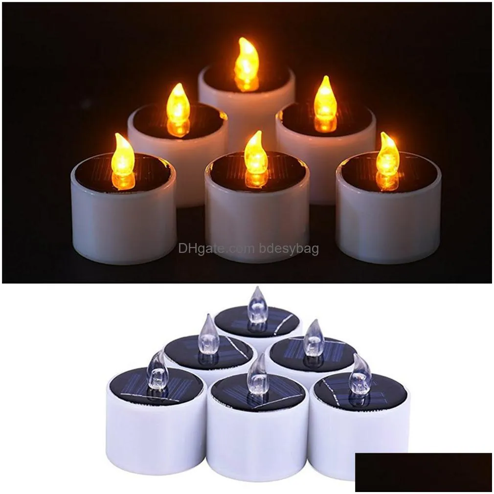 1 pcs/set plastic solar energy candle yellow solar power led candles/flameless electronic tea lights lamp for outdoor