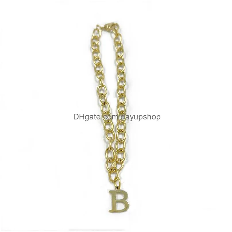 Gold Titanium Steel O-Buckle Bracelet With Simple Fashion 26 Letter Uni Gift Drop Delivery Dhext