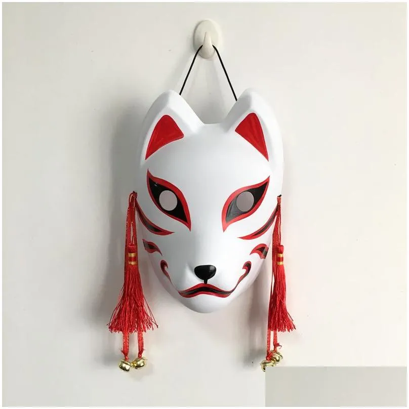 Hand Painted Updated Anbu Mask Japanese Kitsune Mask Full Face Thick PVC for Cosplay Costume 220715