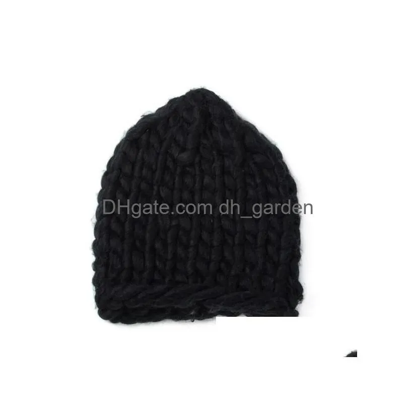 Beanie/Skull Caps Winter Hats Handmade Twist Thick Warm Coarse Lines Hat Womens Knitted Cap Gift Fast Delivery Line Drop Del Dhgarden Dhvdw