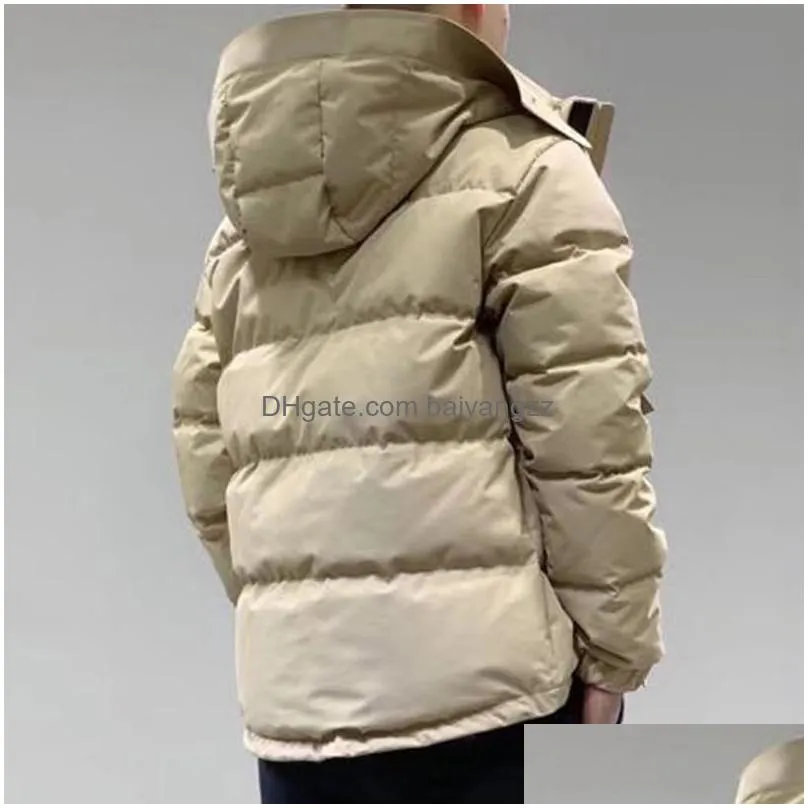 doudoune winter men black and beige down jacket british style parka thickened warm short hooded business leisure coats