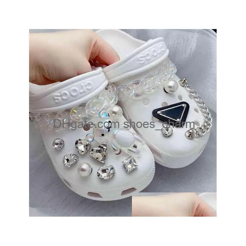 trendy retro rhinestone croc designer diy quality women shoes charms for jibz animal chain clogs buckle kids girls gifts