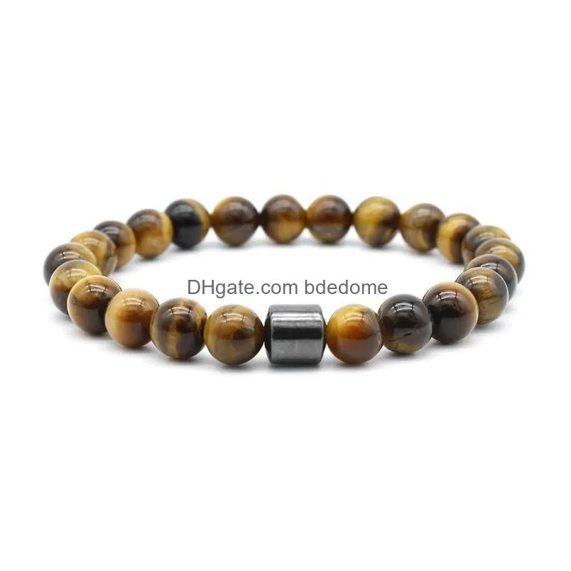 Natural Stone Bracelet Magnetic Therapy Lava Turquoise Tiger Eye Hematite Beads For Women Men Bangle Drop Delivery Dhudh