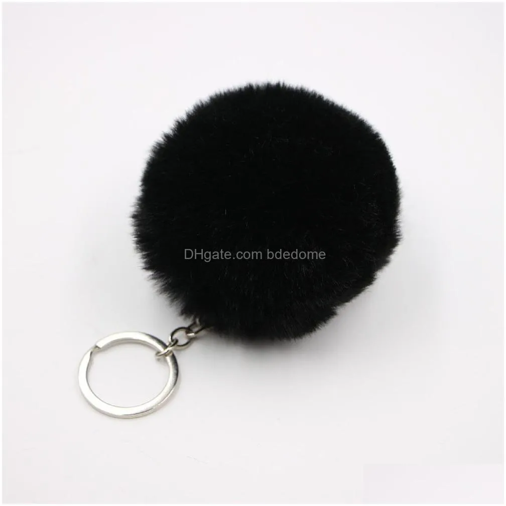Mti Color 8Cm Rabbit Fur Ball Keychain Pom Plush Car Handbag Key Ring Pendant Drop Delivery Dh6Ho