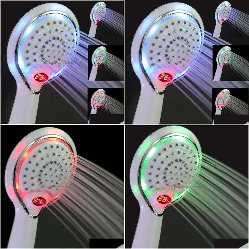 lcd shower.led hand held shower head.3 colors with temperature digital display. water powered spray