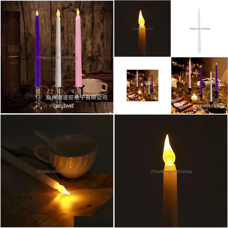 led birthday candles flickering pink purple white long thin plastic battery not included