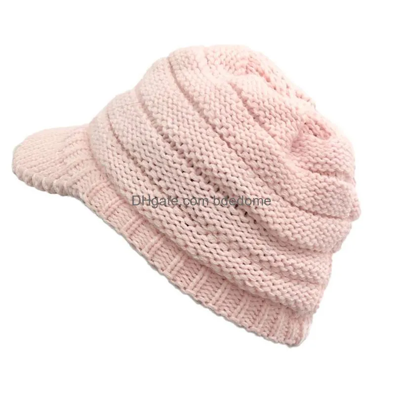 9 Colors Winter Cap Peak Solid Color Knitted Hat Fashion Thermal Brim Beret Casual For Drop Delivery Dhoxz