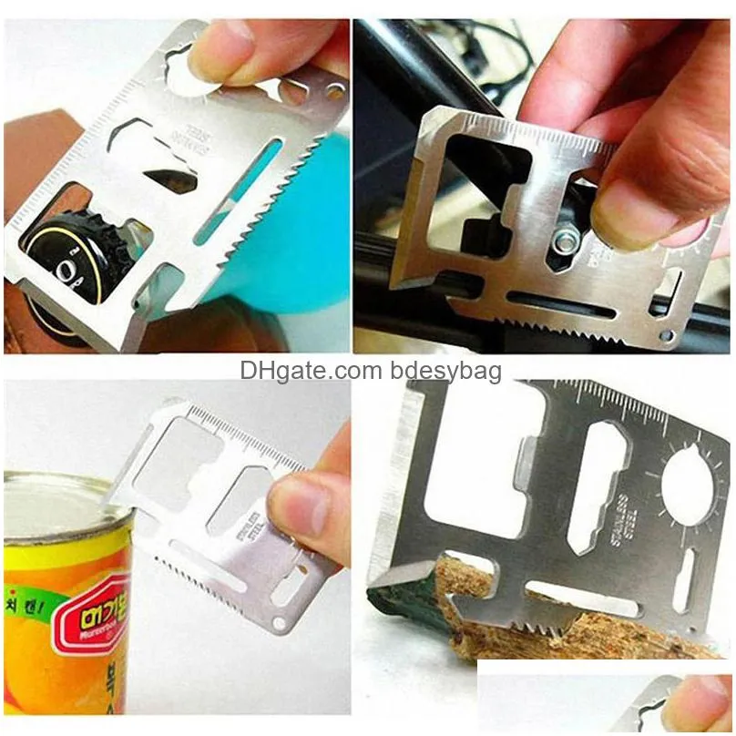 11 in 1 multifunction swiss knife for outdoor camping survival hunting silver multitool military credit card knife tools