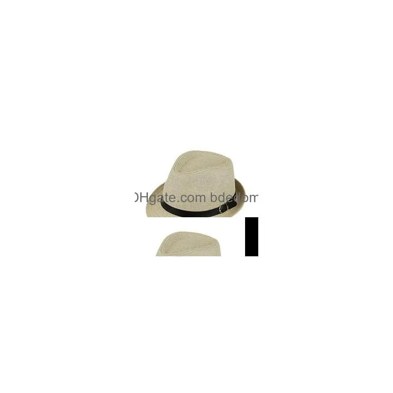 Spring Summer Uni Panama Hats Sun For Man Women Jazz Hat Fedora St Stingy Brim Ship Drop Delivery Dhagf