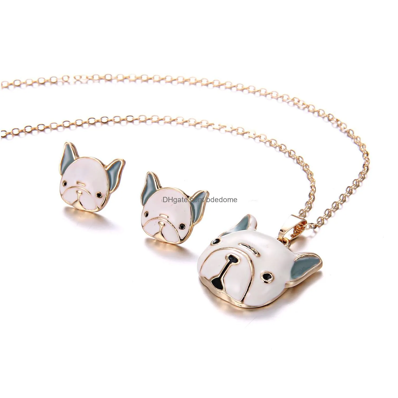 4 Style Cute Animal Necklace Earring Suit Collarbone Chain Jewelry Women Fashion Accessories Delicate Gift Ship Drop Delivery Dh6Qg