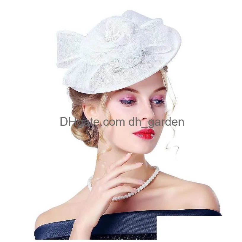 Stingy Brim Hats Stingy Brim Hats British Womens Linen Headdress Business Elegant Top Hat Dinner Party Wedding Pography Brid Dhgarden Dhin3