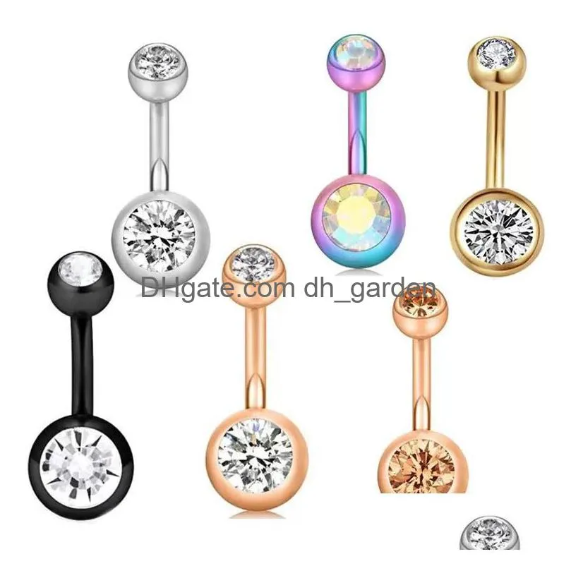 Navel & Bell Button Rings Fashion 5 / 6 Piece Set Of Navel Ring Color Soft Ceramic Nail Stainless Steel Navels Button Punctu Dhgarden Dhuwn