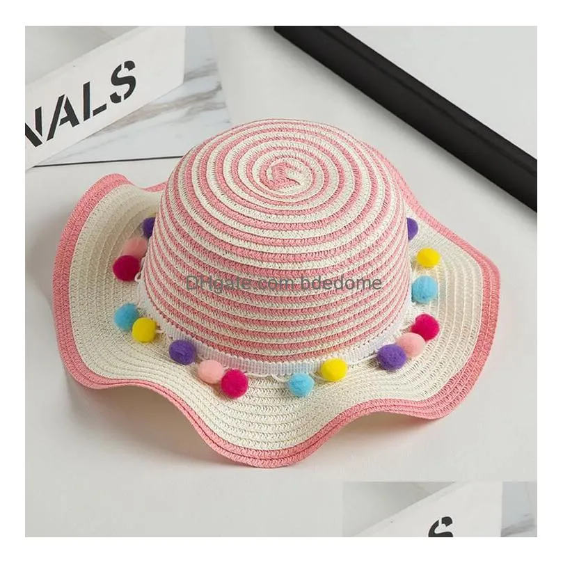 Delicate Children St Hat Cute Colorf Baby Hats Girls Sun Kids Beach Breathable Cap 4 Color Ship Drop Delivery Dhg9F