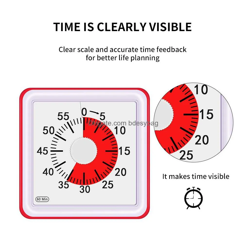 60 minutes silent visual analog student classroom kitchen timer countdown cooking management tools home adults adjustable
