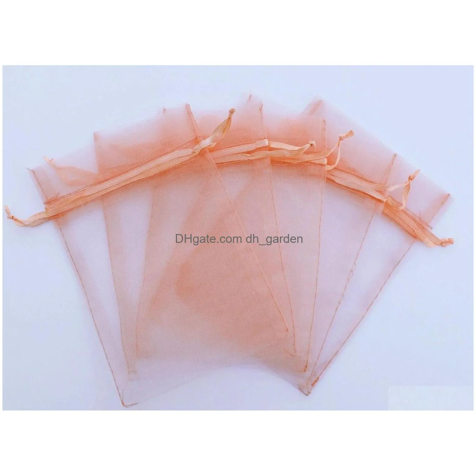 Jewelry Pouches, Bags S 100Pcs Peach Pink Organza Wedding Party Favor Gift Candy Sheer Bags Jewelry Drop Delivery Jewelry Je Dhgarden Dhzdw