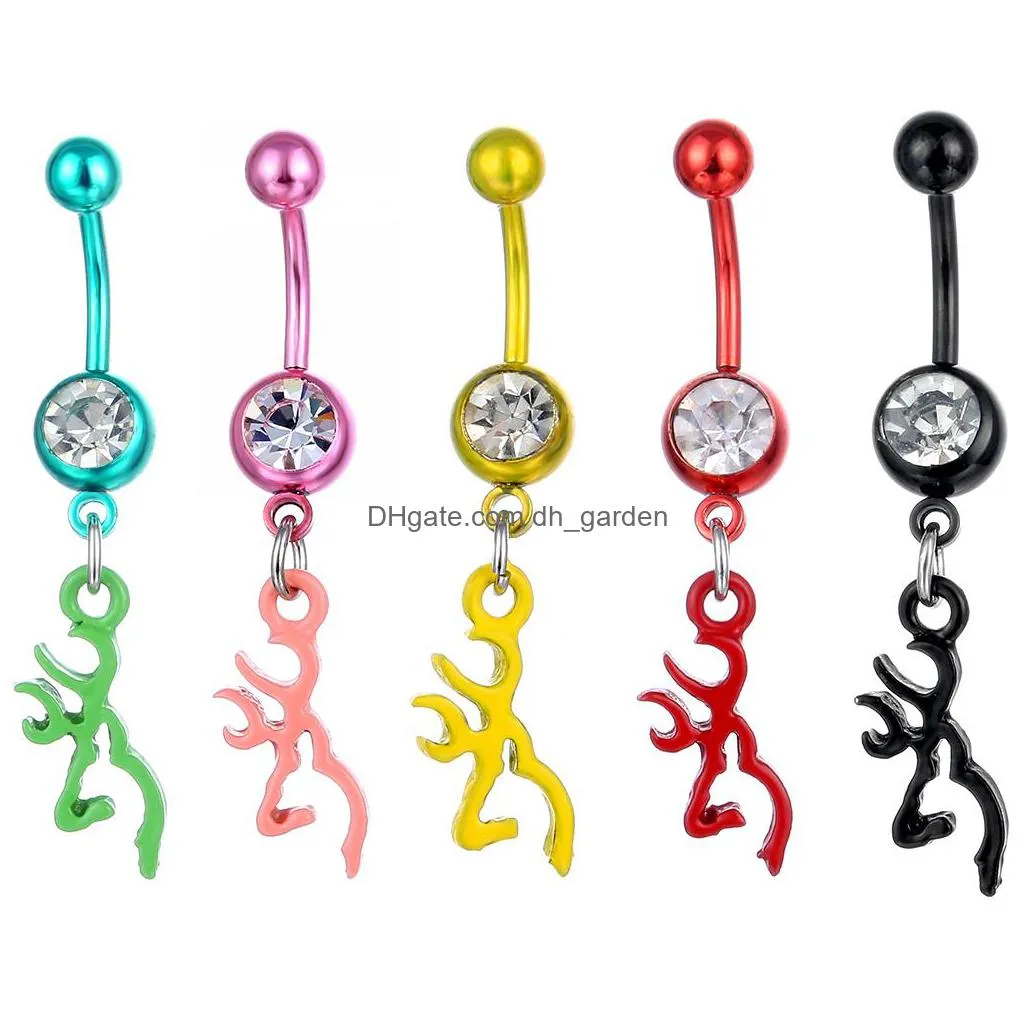 d0069 browning deer belly navel button ring mix colors