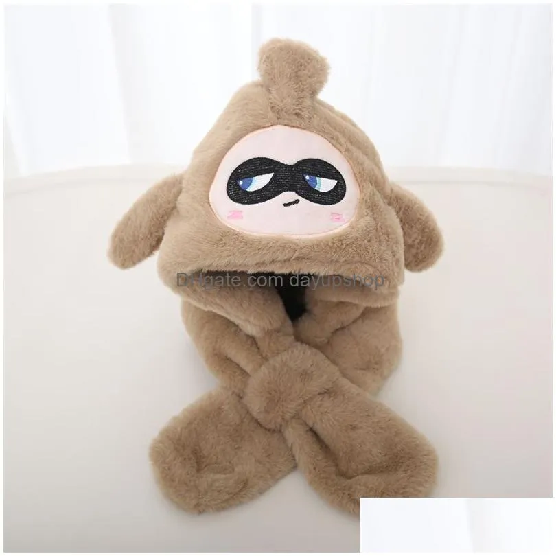 Mtiple Cute Crtoon Childrens Hats Scarves Autumn And Winter Warm Male Female Baby Ear Caps Drop Delivery Dhpmr