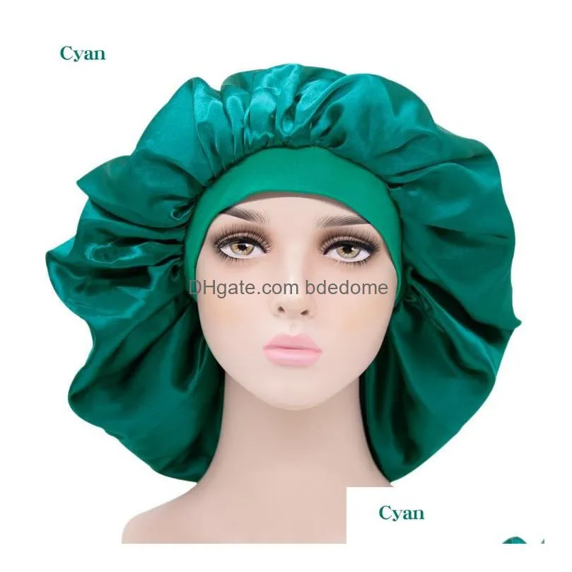 Fast Women Extra Large Wide-Brimmed Slee Caps High-Elastic Hats Chemotherapy Polyester Dome Nightcap Perm Hat Drop Delivery Dhwre