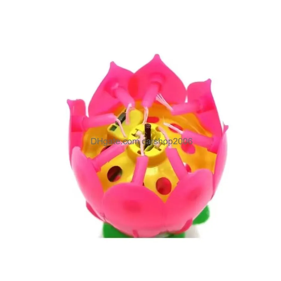 lotus music candle lotus singing birthday party cake music flash flower candles cakes accessories home decorations c5