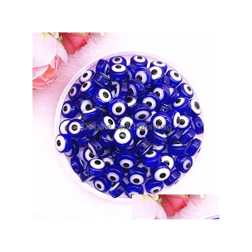 new 50pcs 10mm oval bead evil eye resin spacer beads for jewelry making diy bracelet beads 01