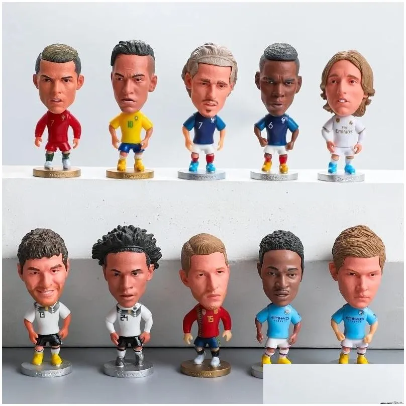 Decorative Objects Figurines Soccerwe 7cm Height Football Mini Dolls Cartoon Player Figures Action Movable Christmas Gift 230111