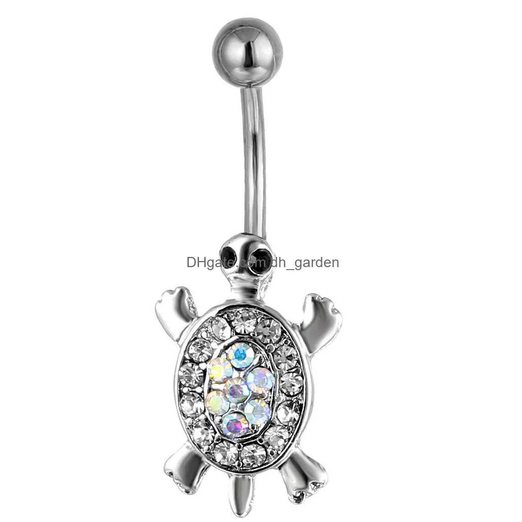 d0883 clear color belly ring nice redcrowned crane style with piercing body navel jewelry