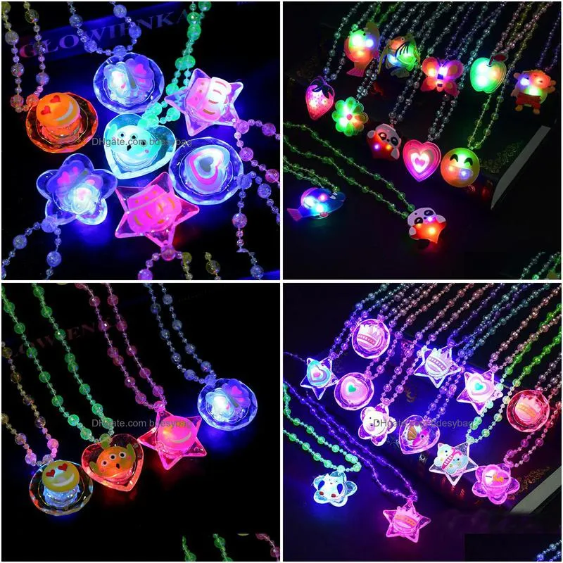 glitter flash acrylic decoration necklace led lamp novelty night market hot creative childrens toys luminous light up toys glow