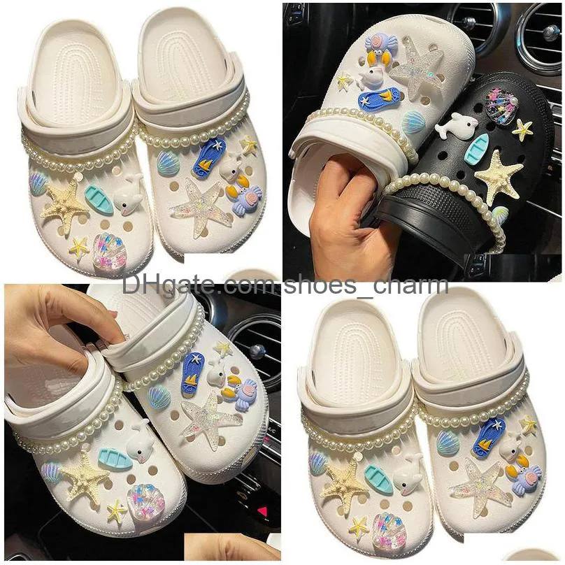 ocean sea charms shoe buckle slipper decoration toy fit croc girl pvc accessories gifts xmas kids backpack cute diy