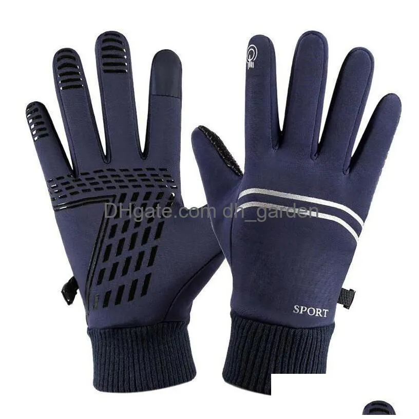 Five Fingers Gloves Black Touchsn Sports Gloves For Women Men Winter Cycling Ski Telefingers Waterproof Warm Mittens Handsch Dhgarden Dhgea