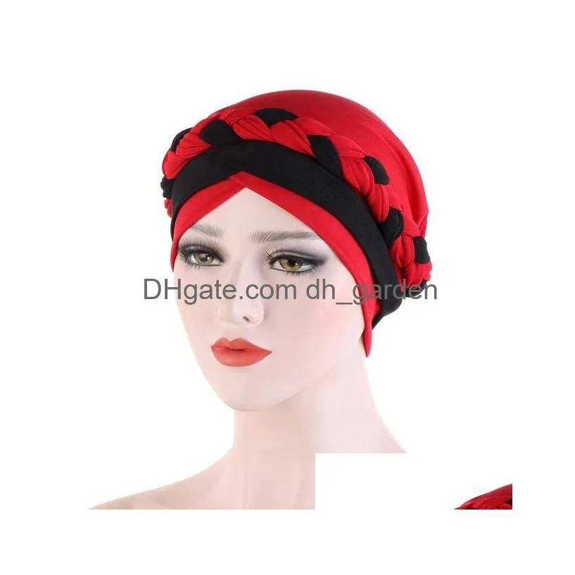 Beanie/Skull Caps Muslim Women Milk Silk Braid Cross Turban Hat Scarf Bonnet Chemo Beanies Cap Hijab Headwear Hair Head Wrap Dhgarden Dhb93