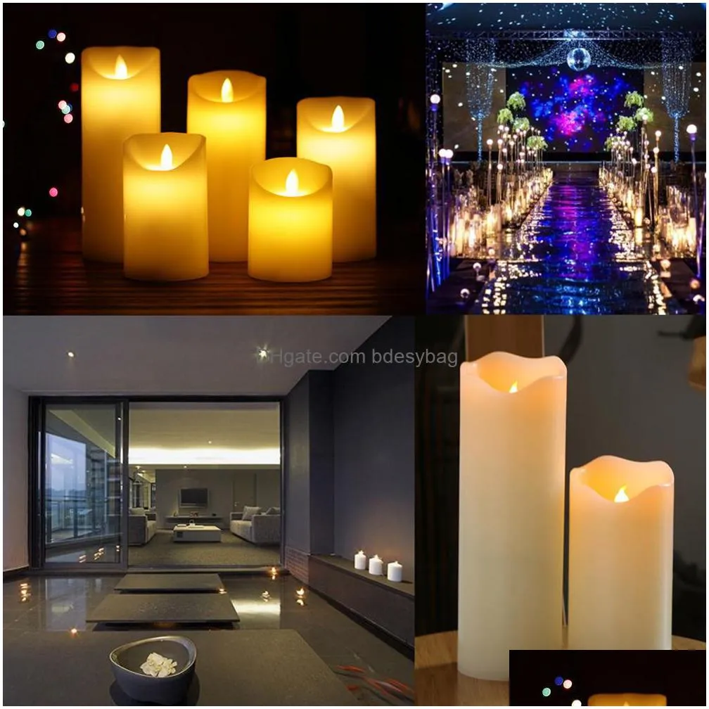 3 pcs/ 1 set candles lights led flameless candles light smooth flickering battery operated for home wedding decor