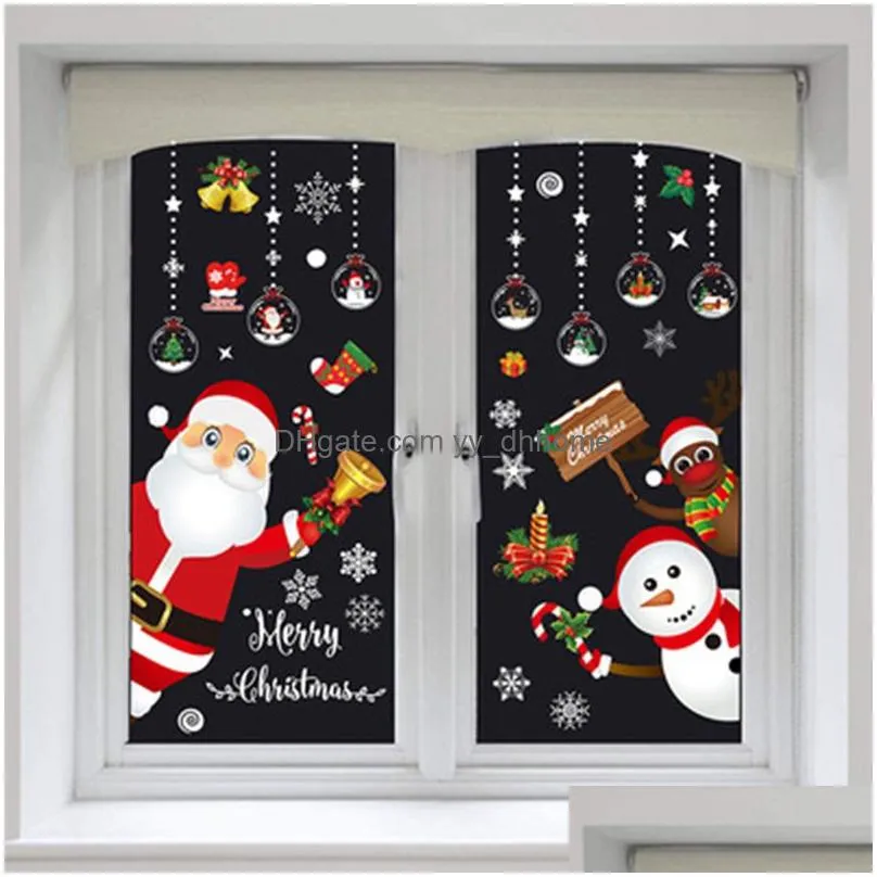 wall stickers christmas santa claus window stickers wall ornaments christmas pendant merry christmas for home decor happy year mirror