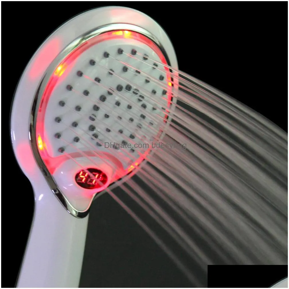 lcd shower.led hand held shower head.3 colors with temperature digital display. water powered spray