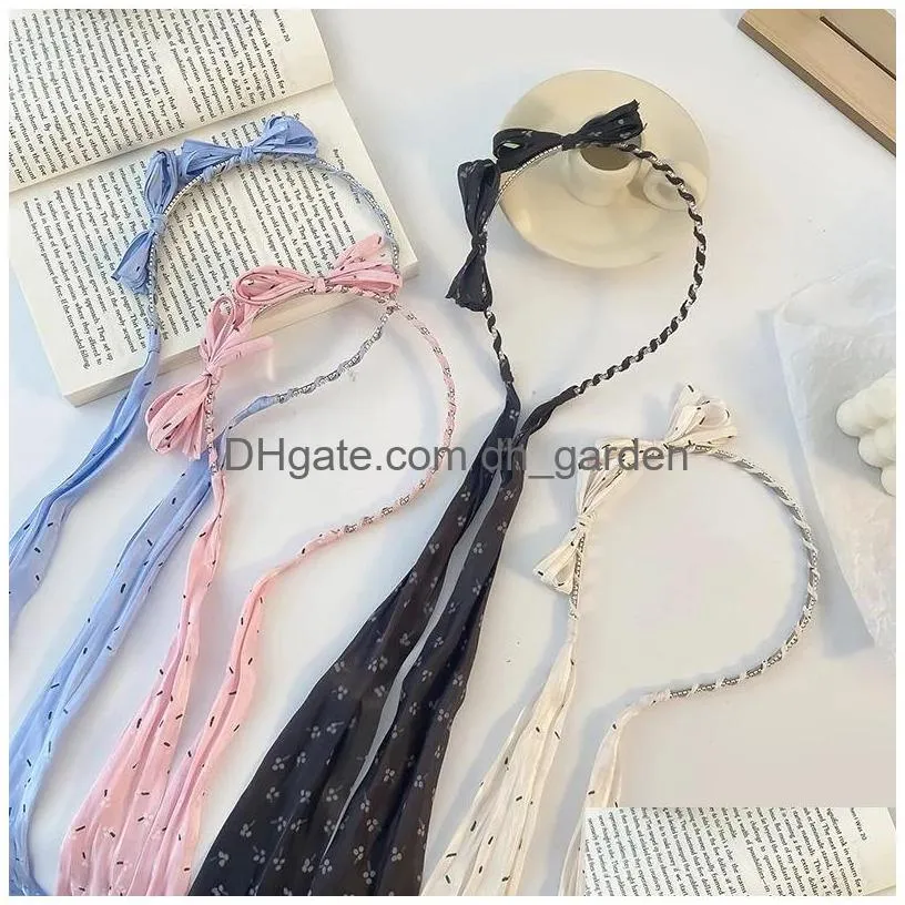 Headbands New Korean Women Pearl Hairbands Girls Hair Chain Headdresses Tassel Fashion Hairhoops Floral Ribbon Accessories D Dhgarden Dh5F2