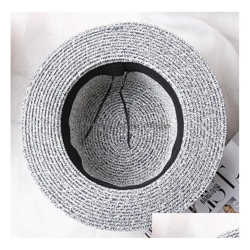 Sun Hats Wheat Summer For Women Flat Top St Hat Spring Trip Drop Delivery Dh2Tu