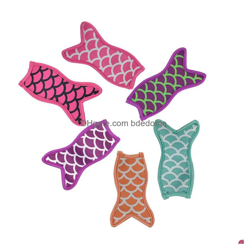 21 Colors Keychain Antizing Reusable Portable Mermaid Ice  Sleeves Popsicle Ic E Bags Neoprene Insation Fabric I Ce Sleeve Zer Drop Dhfev