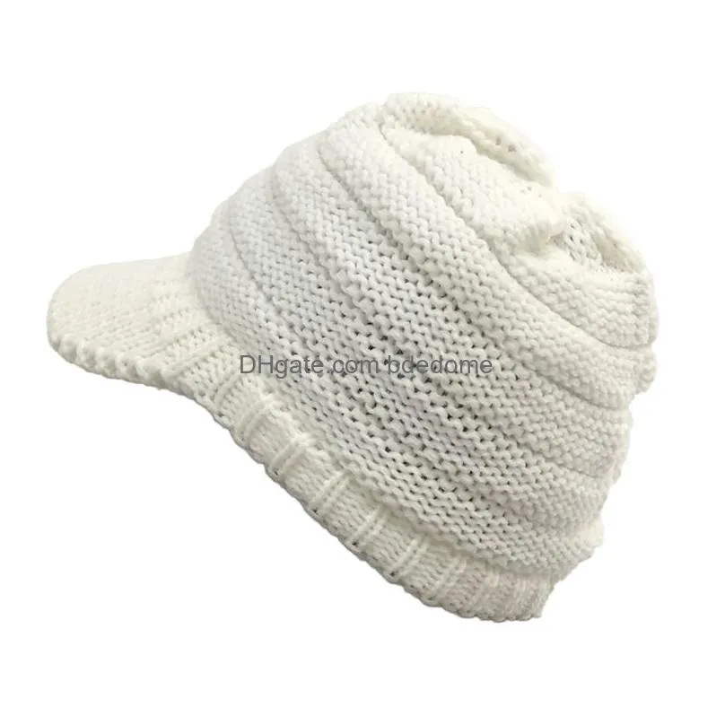 9 Colors Winter Cap Peak Solid Color Knitted Hat Fashion Thermal Brim Beret Casual For Drop Delivery Dhoxz