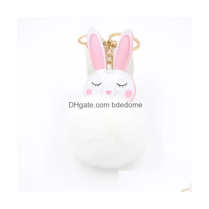 25 Colors Imitation Rabbit Hair Keychain Pattern Pompom Cute Car Key Ring Pendant For Womens Schoolbag Student Purse Accessory Drop De Dhvjr