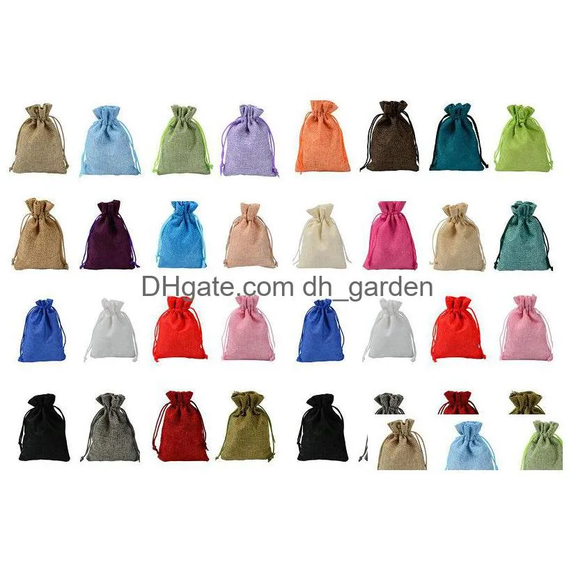 Jewelry Pouches, Bags 7X9Cm 9X12Cm 10X15Cm 13X18Cm Many Colors Mini Pouch Jute Bag Linen Jewelry Gift Dstring Bags For Weddi Dhgarden Dhxdn