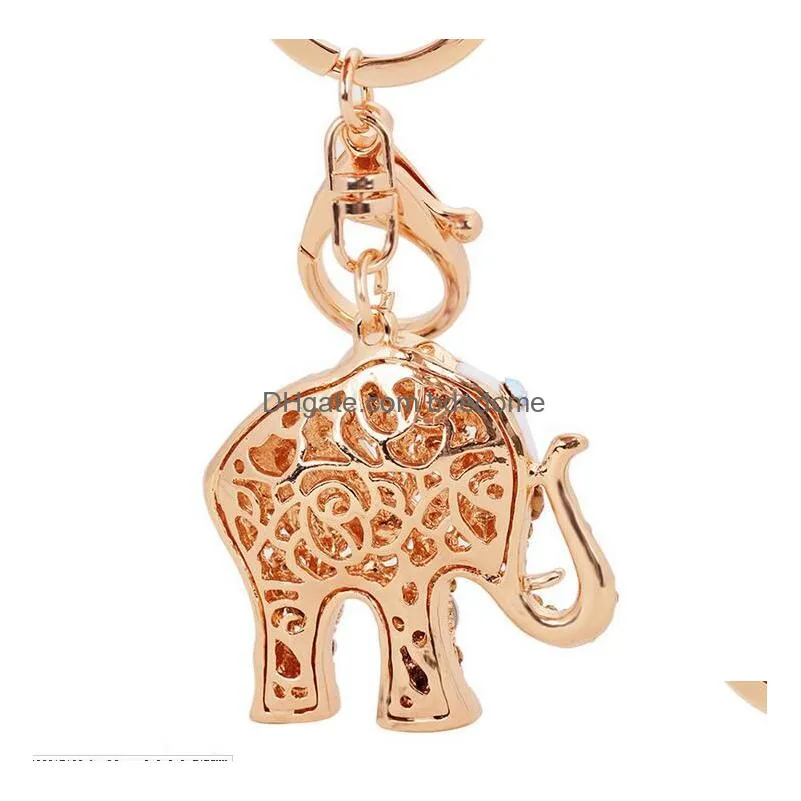 Colorf Cute Elephant Keychain Key Chain Ring Holder Porte Clef Gift Men Women Souvenirs Bag Pendant Car Drop Delivery Dhv6R