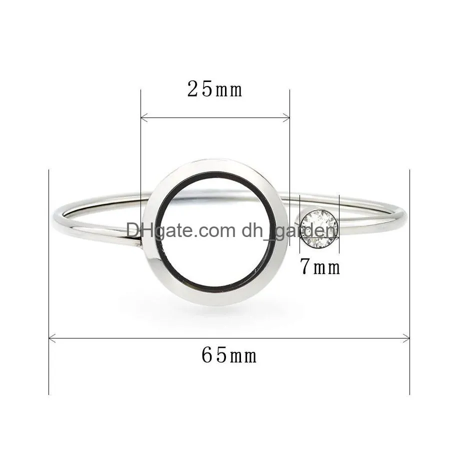 Charm Bracelets 10Pcs 316L Stainless Steel 20Mm/25Mm Sier Color Floating Lockets Living Memory Locket Bracelet Bangles 20Pcs Dhgarden Dhk2J