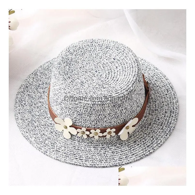 Sun Hats Wheat Summer For Women Flat Top St Hat Spring Trip Drop Delivery Dh2Tu