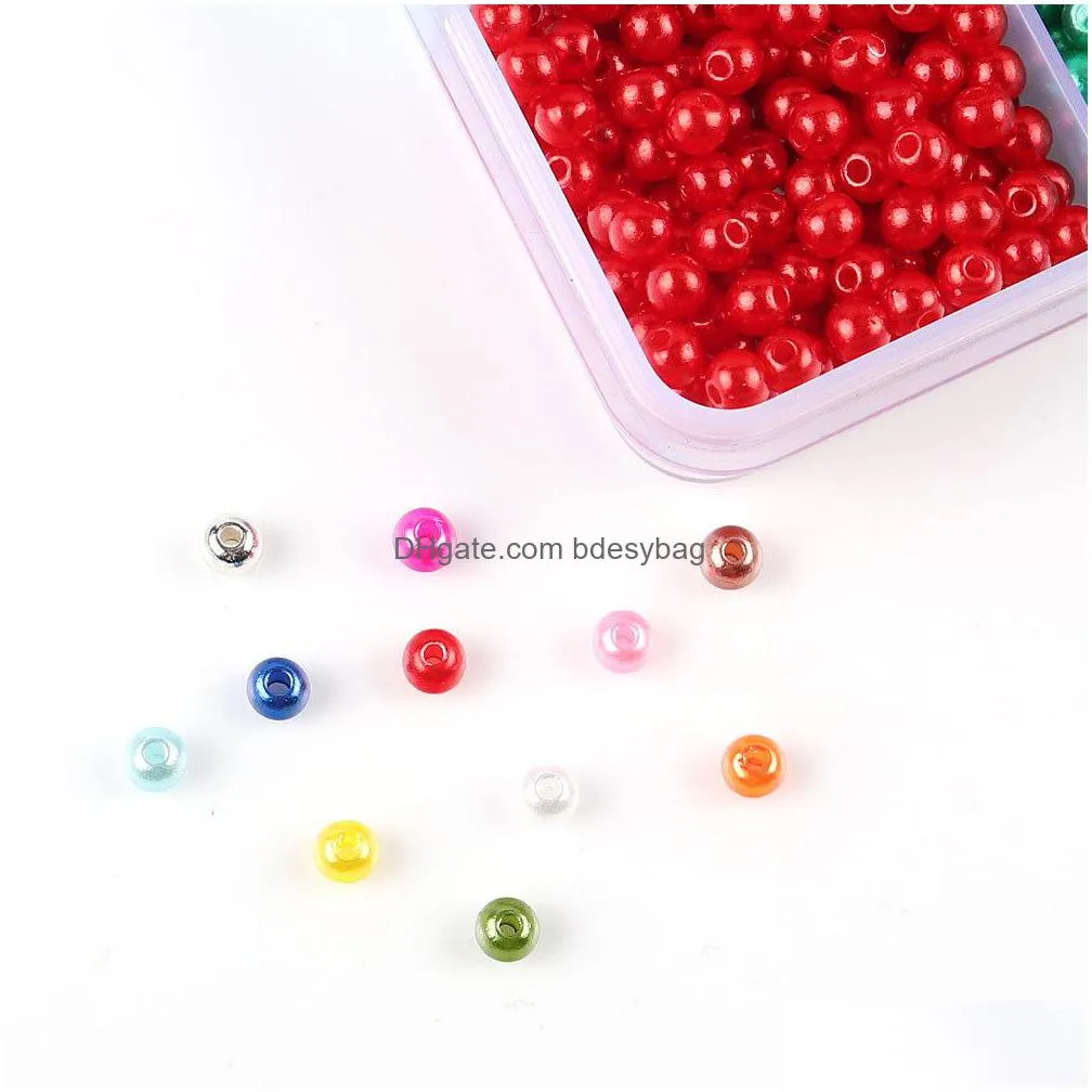 24 grid color straight hole imitation pearl abs with hole plastic bead diy bag accessories string beads materials