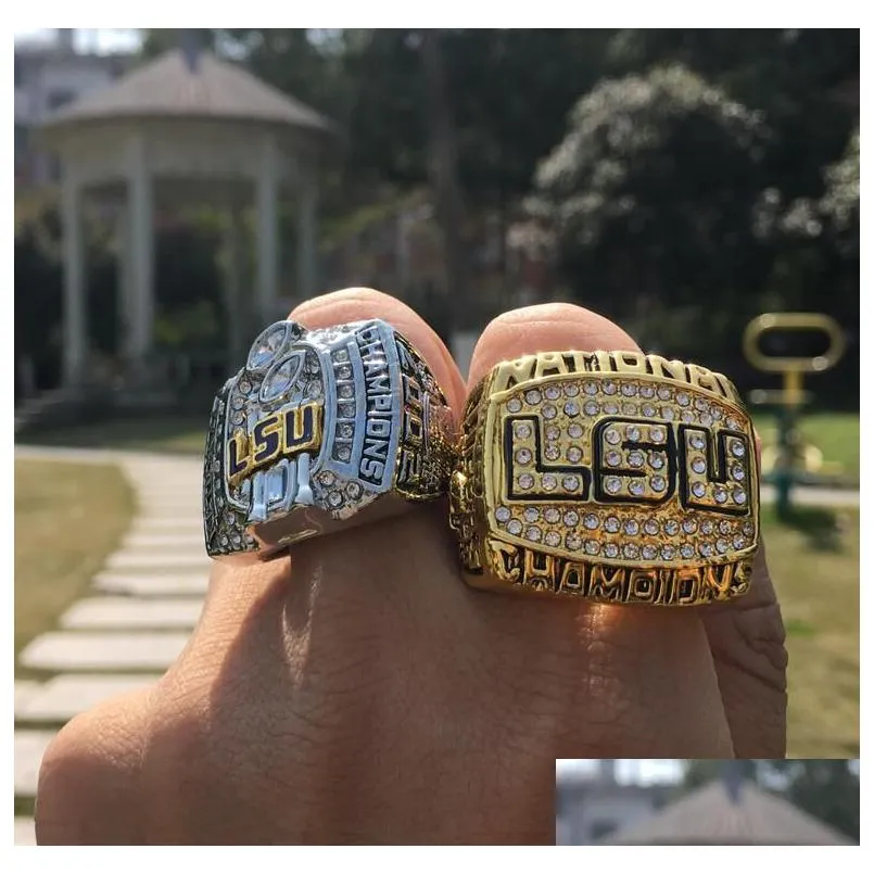 2pcs 2003 2007 lsu tigers national championship ring set souvenir fan men gift wholesale drop shipping