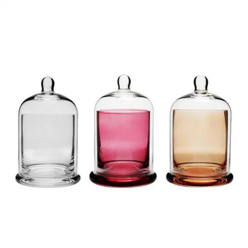 1PC Empty Glass Candle Jar Glass Dome Cloche Bell Jar for Scented Candle Making Kit Whosale Luxury Container 190ML/220ML H0910