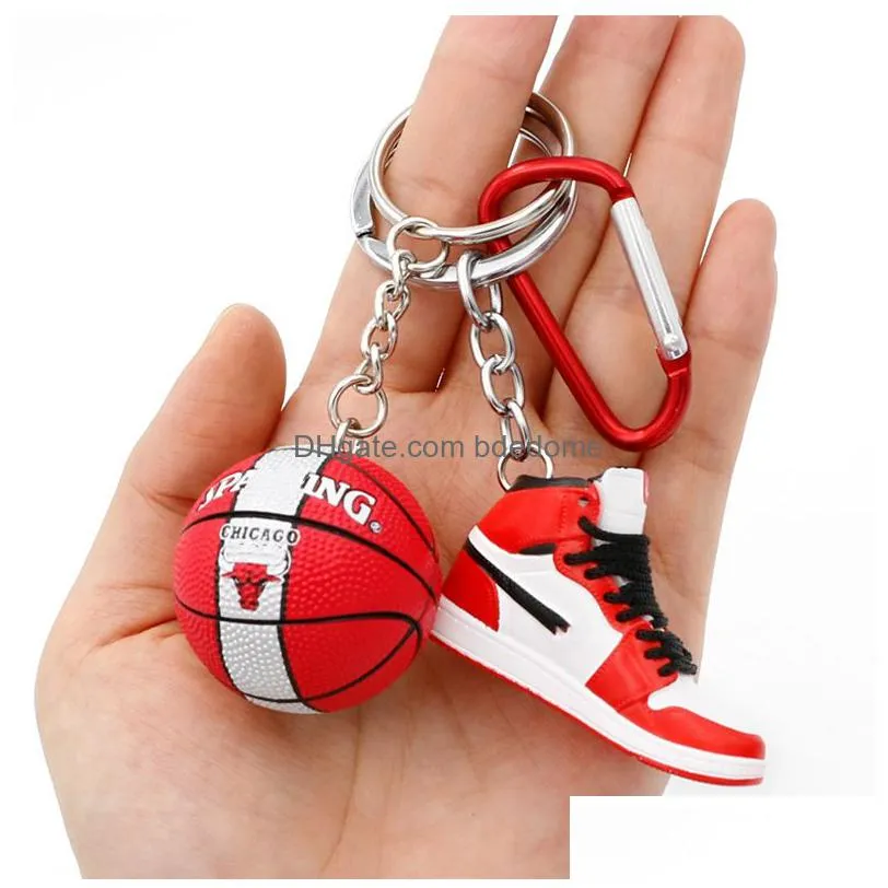 Fashion 100 Styles 3D Basketball Shoes Keychain Stereoscopic Sneakers Key Chain Mini Sport Shoe Keyring Bag Pendant Gift For Men Women Dhkry