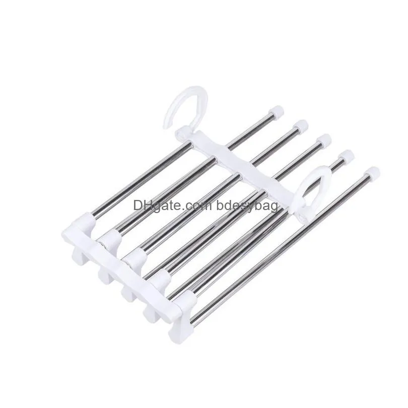 stainless steel robe hooks magic pants rack fiveinone multipurpose tiktok variety foldable multilayer storage clothes hanger